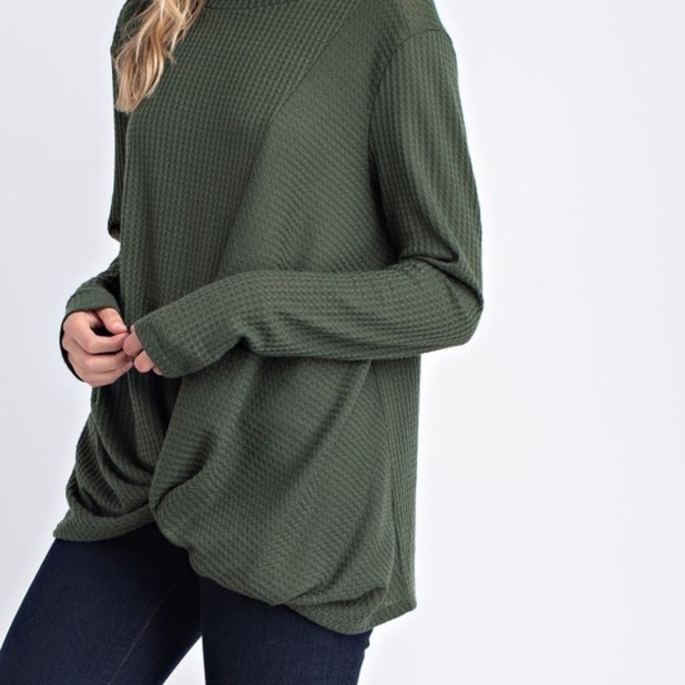 NWT Olive Green Waffle Knit Top